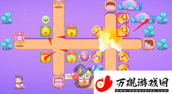 保卫萝卜4阿波与魔法宝藏第57关通关攻略