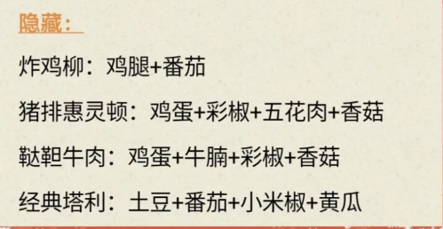 《我的休闲时光》菜谱汇总